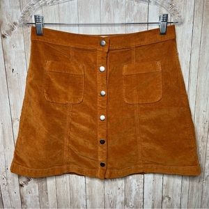 Urban Outfitters Burnt Orange Faux Suede/Velvet Button Mini Skirt Size Medium